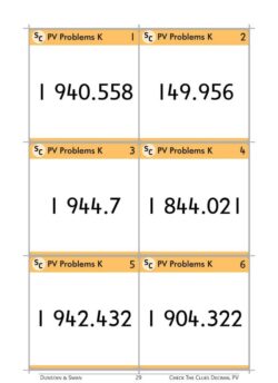 Check the Clues Place Value – Decimal Numbers