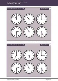 Beginner Bingo – Time to the Half Hour (and Hour) (Download)