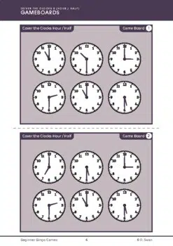 Beginner Bingo - Time to the Half Hour (and Hour) (Download)