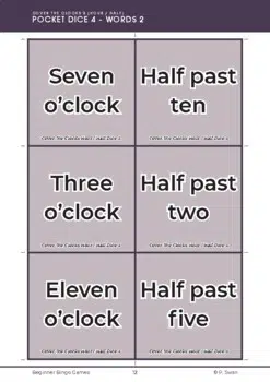 Beginner Bingo - Time to the Half Hour (and Hour) (Download) - Image 2