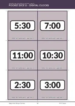 Beginner Bingo - Time to the Half Hour (and Hour) (Download) - Image 3