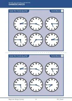 Beginner Bingo – Time to the Quarter Hour (Download)