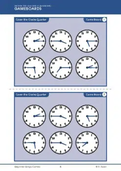 Beginner Bingo - Time to the Quarter Hour (Download)