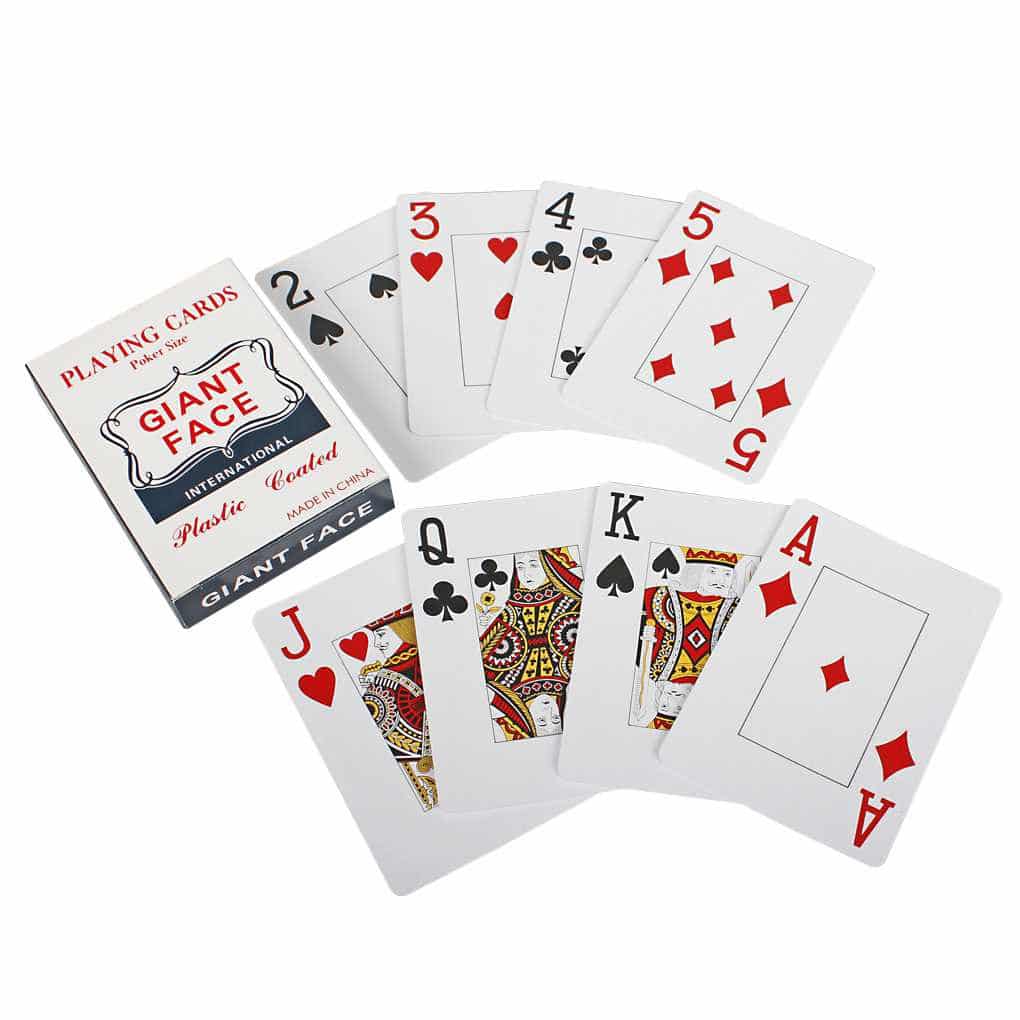 Large Face Plastic-Coated Playing Cards (Set of 12)