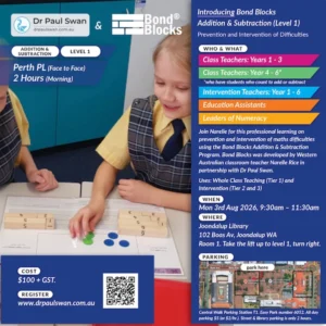 (August 3 2026) Live PL Ticket (Perth): Bond Blocks Addition & Subtraction Kit - Level 1 PL