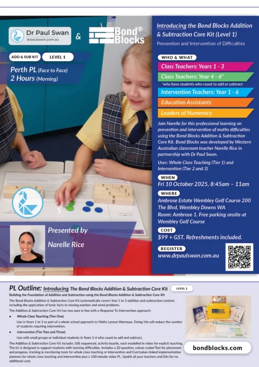 (October 10) Live PL Ticket (Perth): Bond Blocks Core Addition & Subtraction Kit - Level 1 PL