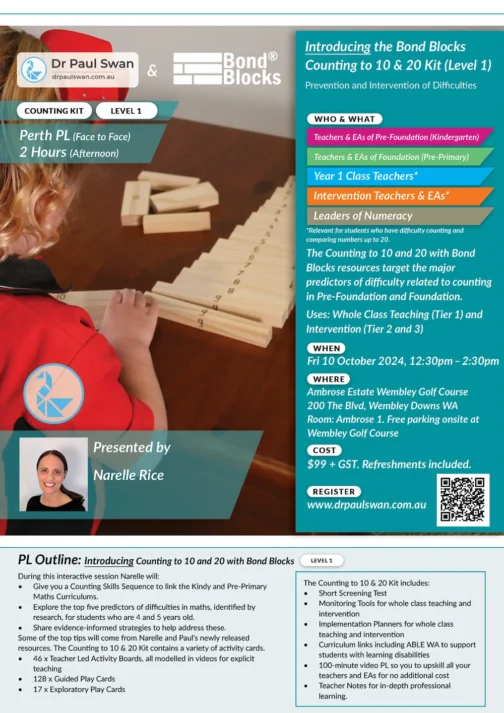 (October 10) Live PL Ticket (Perth): Bond Blocks Counting Kit - Level 1 PL