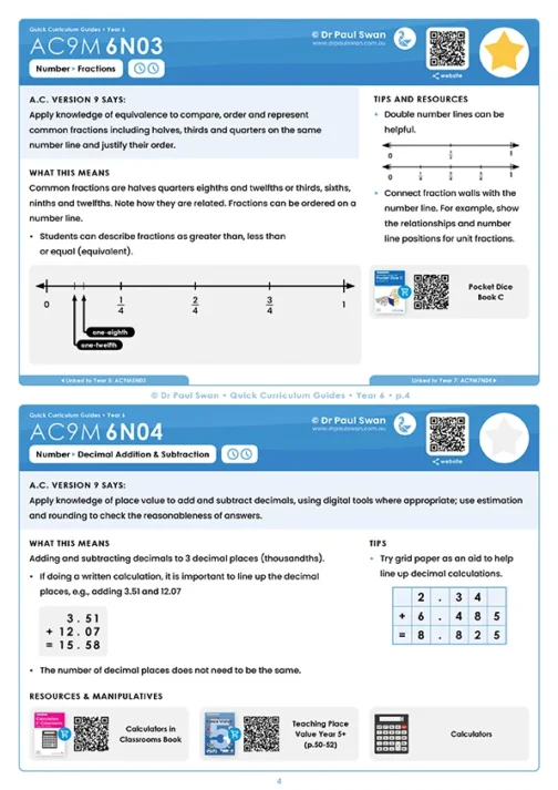 AC9 Quick Curriculum Guide Book - Year 6 | Dr Paul Swan