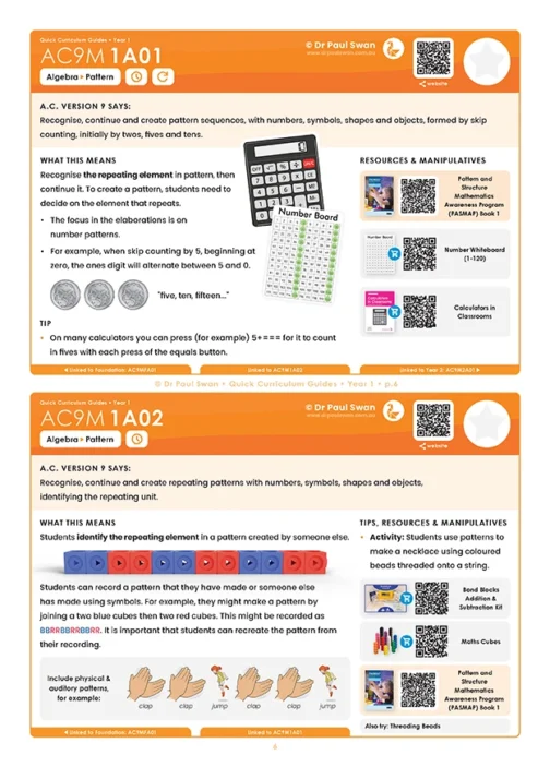 AC9 Quick Curriculum Guide Book - Year 1 | Dr Paul Swan