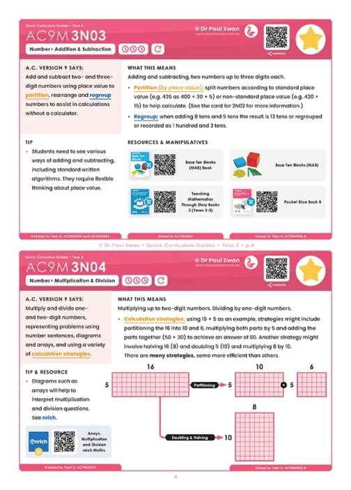 AC9 Quick Curriculum Guide Book - Year 3 | Dr Paul Swan