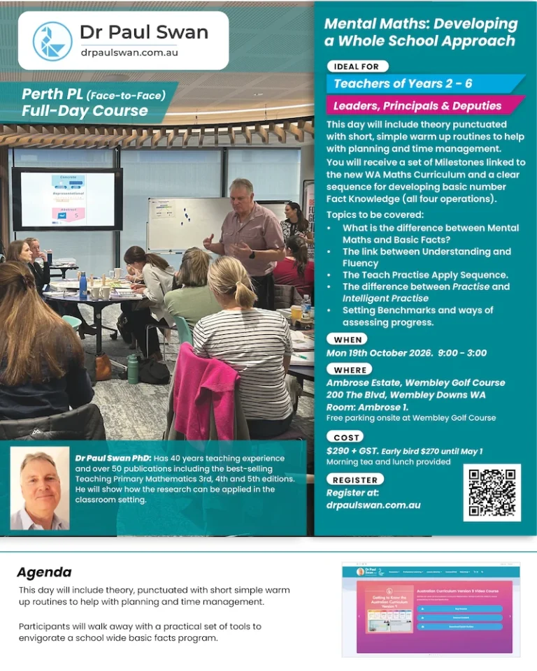(Oct 19 2026) Live PL Ticket (Perth): Mental Maths: Developing a Whole School Approach