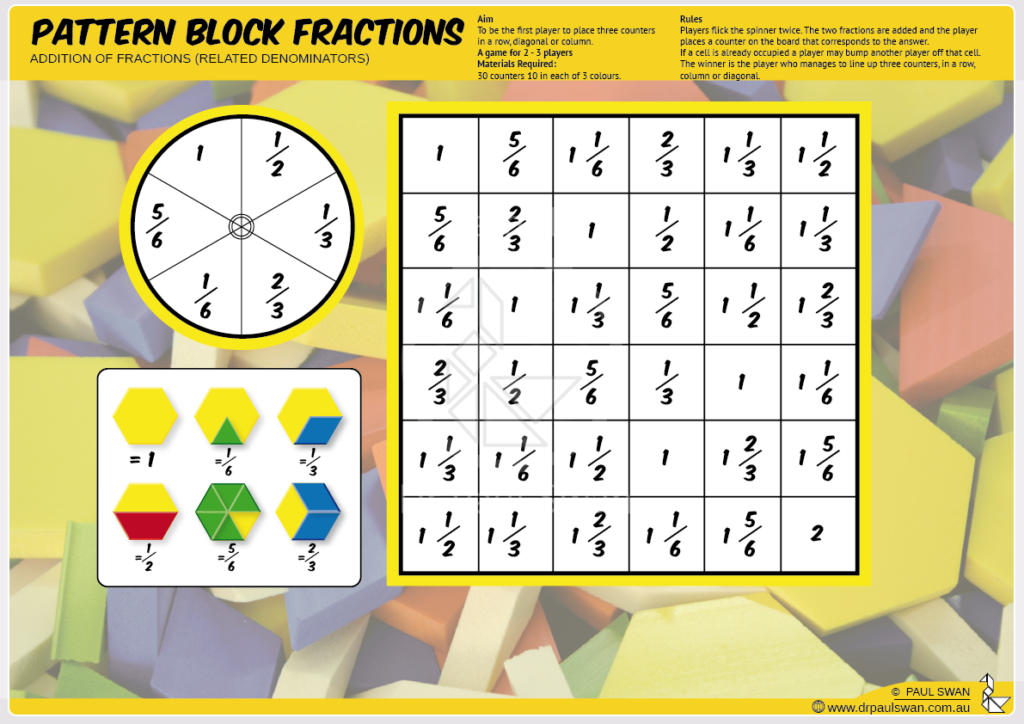 Pattern Block Fractions (Download) Dr Paul Swan